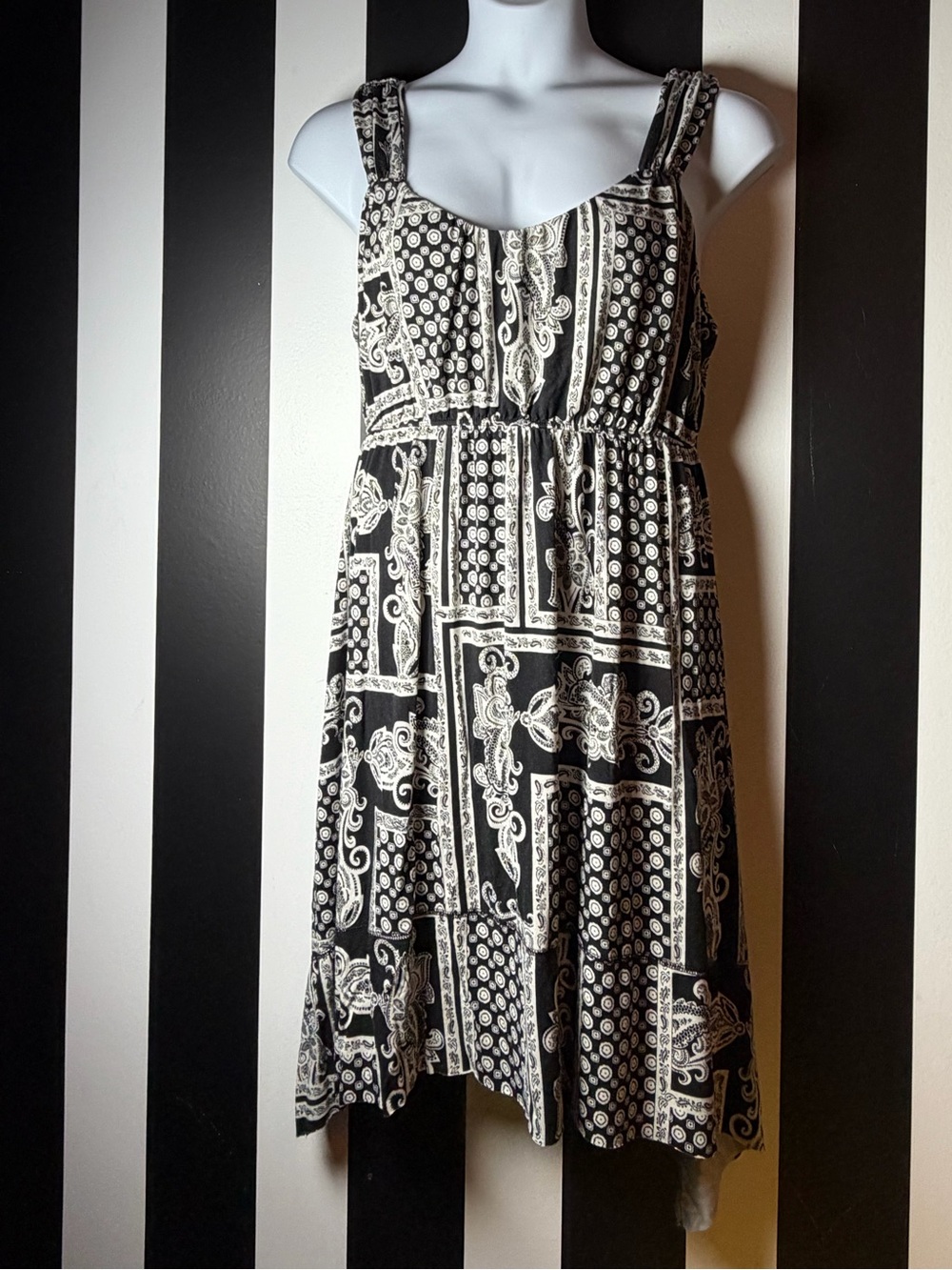 Style & Co Black & White Paisley / Bandana Print Dress - SZ XL